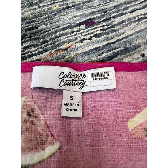 Color Me Courtney Emily Watermelon Print Wrap Blouse Size S - Picture 5 of 8